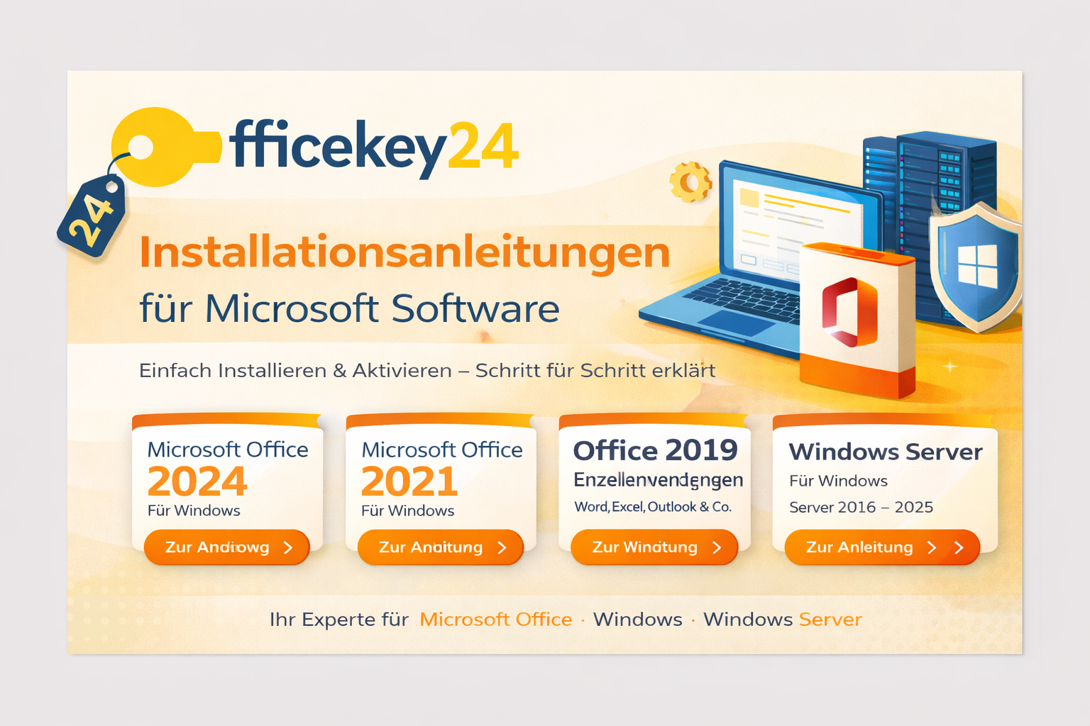 Installationsanleitungen für Microsoft Software