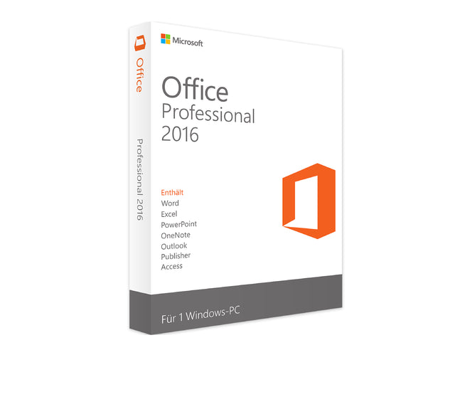 Microsoft Office 2016 Professional Software mit Zertifizierung, Download, Käuferschutz und Branding auf Produktbild