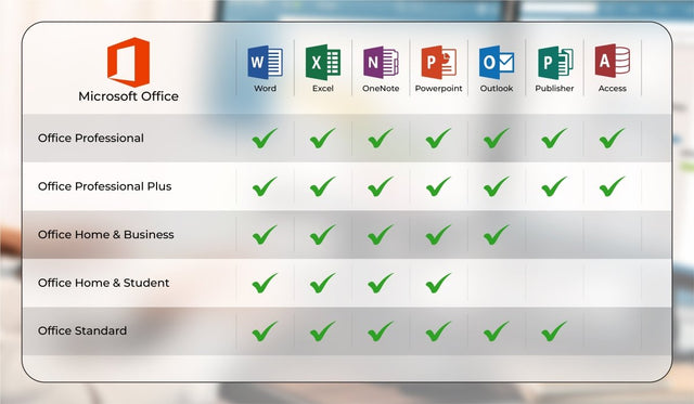 Microsoft Office 2019 Home and Business für Windows, Software-Box mit Office-Anwendungen und Lizenz.