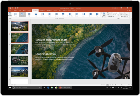 Microsoft PowerPoint 2019 Logo, Software-Icon mit blauer Präsentationsfolie und Microsoft-Branding