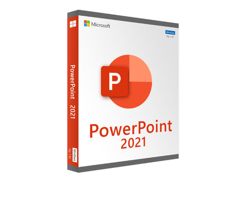 Microsoft PowerPoint 2021 für Windows, Software-Download, sichtbarer Bildschirm mit Präsentationssoftware auf Computerbildschirm
