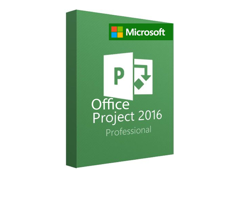 Microsoft Project 2016 Professional Software auf Windows, Software-Box mit Logo und Produktbeschreibung