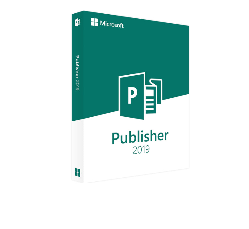 Microsoft Publisher 2019 Software für Windows, sichtbarer Bildschirm mit geöffnetem Publishing-Programm, Benutzeroberfläche auf dem Desktop