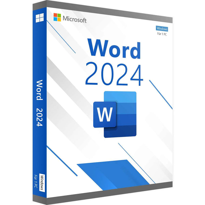 Microsoft Word 2024 software box featuring the logo and design elements on a white background.