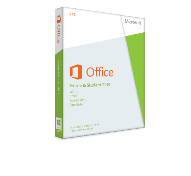 Microsoft Office 2013 Home & Student Software-Box mit Windows-Kompatibilität, auf weißem Hintergrund sichtbar