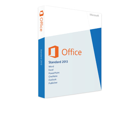 Microsoft Office 2013 Standard Vollversion, Software-Box mit Office-Anwendungen und Windows-Logo sichtbar