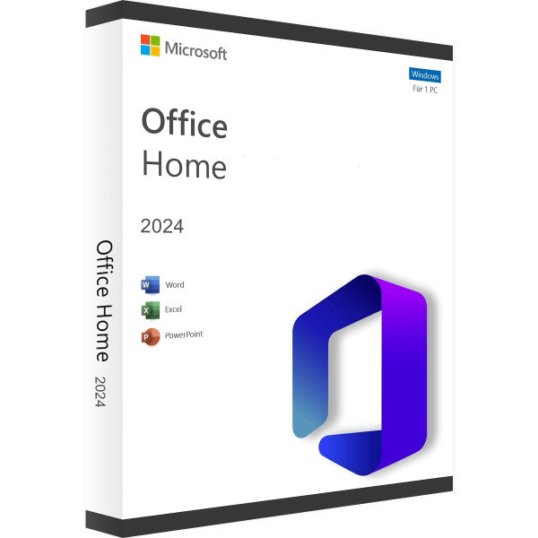 Microsoft Office 2024 Home-Sofortdownload auf Windows, symbolisches Software-Icon auf hellem Hintergrund