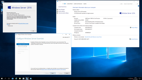 Microsoft Windows Server 2016 Standard ESD Software, Hauptansicht des Produktpakets mit Server-Software und Lizenzhinweisen